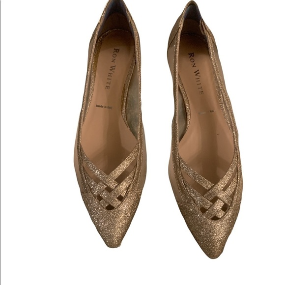 Ron White Isha Glitter Metallic Smoking Slipper Flat Pointed Toe Size 6 (36.5) - Picture 2 of 6